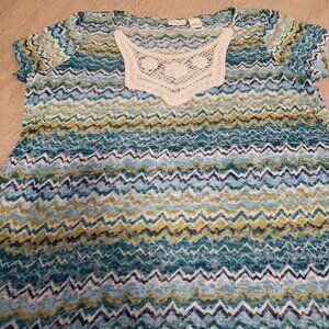 KIM Rogers Short Sleeve Crochet Trim Top